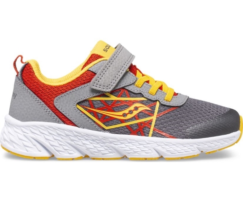 Tenis Saucony Wind A/C Niños Zapatillas Gris / Rojas / Amarillo México MX-198-AC